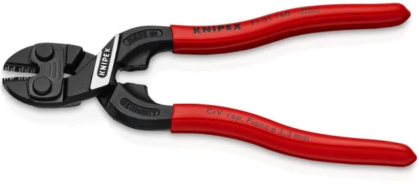 Knipex KNIPEX CoBoltÂ® S Kompakt bultsax med urtag i skäret svart atramenterad, belagd med plast 160 mm