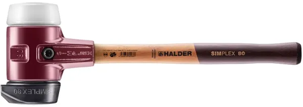 SIMPLEX soft-face klubba med gjutet stålhus och träskaft, Ø 80, Gummiblandning med "stand-up"/ Superplast